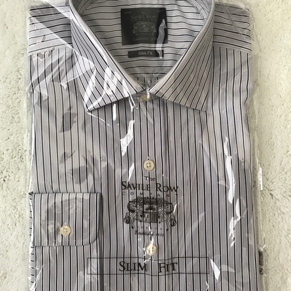 NWT. Savile Row Co. blue and grey stripped shirt - Picture 2 of 4